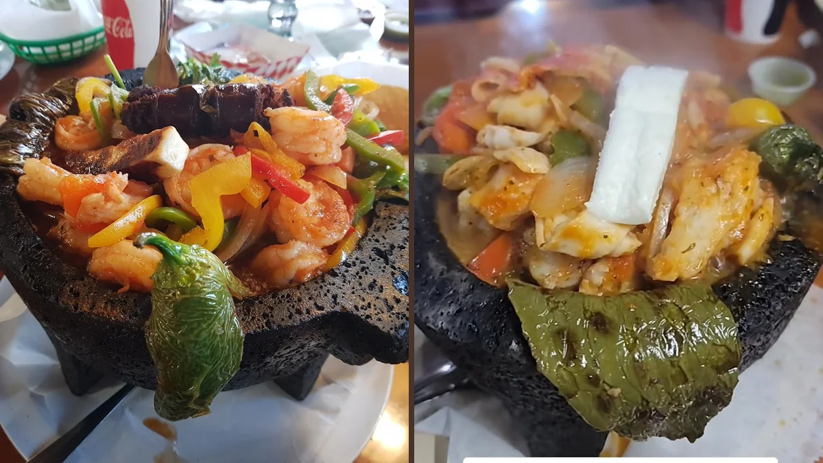 Tacos and burritos served in a busy dining room.